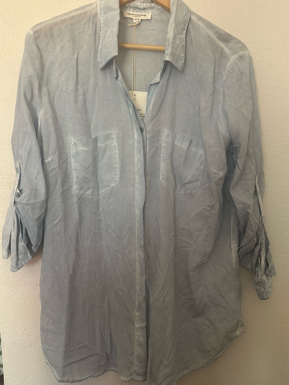 Beachlunchlounge Katerina Button down in celestia stone wash light blue -  M NWT
